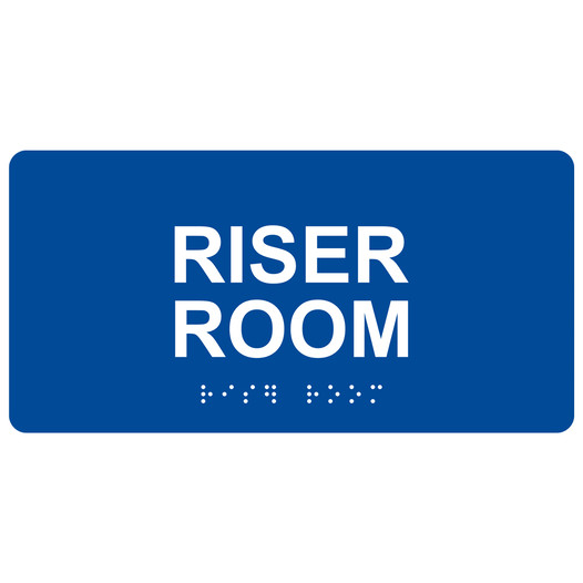 Blue ADA Braille Riser Room Sign with Tactile Text - RSME-551_White_on_Blue