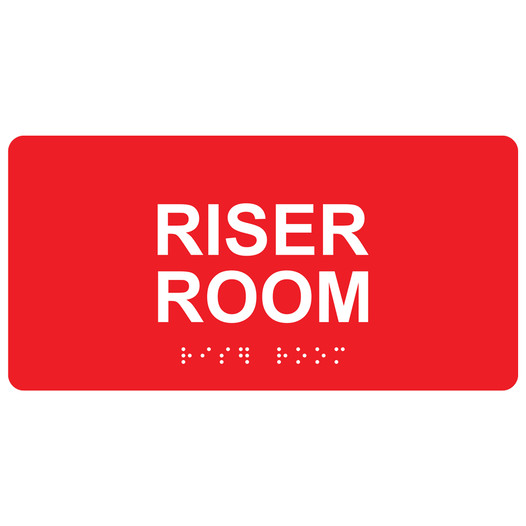 Red ADA Braille Riser Room Sign with Tactile Text - RSME-551_White_on_Red