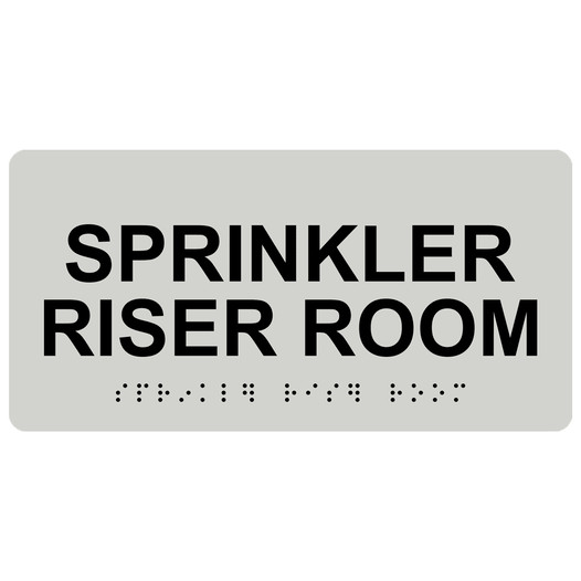 Pearl Gray ADA Braille Sprinkler Riser Room Sign with Tactile Text - RSME-566_Black_on_PearlGray