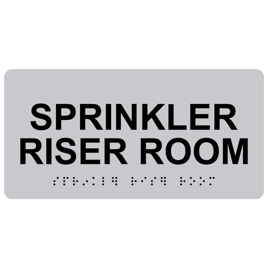 Silver ADA Braille Sprinkler Riser Room Sign with Tactile Text - RSME-566_Black_on_Silver