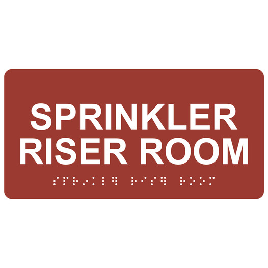 Canyon ADA Braille Sprinkler Riser Room Sign with Tactile Text - RSME-566_White_on_Canyon