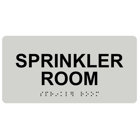 Pearl Gray ADA Braille Sprinkler Room Sign with Tactile Text - RSME-567_Black_on_PearlGray