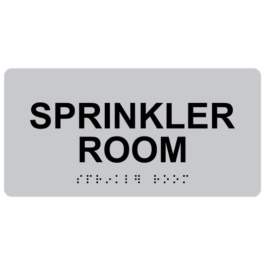 Silver ADA Braille Sprinkler Room Sign with Black Tactile Text