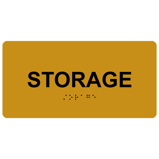 Gold ADA Braille Storage Sign with Tactile Text - RSME-583-Black_on_Gold