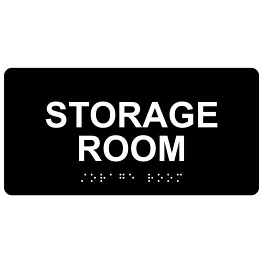 Black ADA Braille Storage Room Sign with Tactile Text - RSME-584_White_on_Black