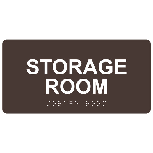 Dark Brown ADA Braille Storage Room Sign with White Tactile Text