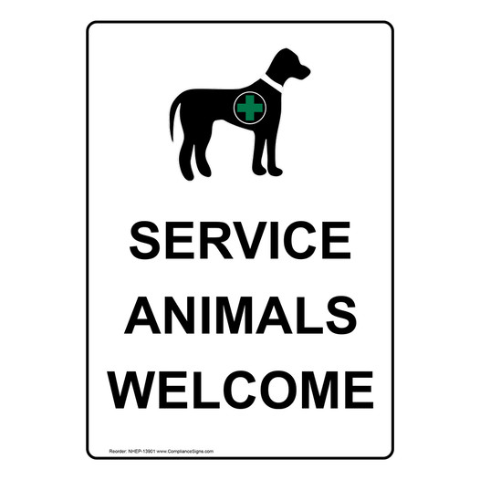 Service Animals Welcome Sign NHEP-13901