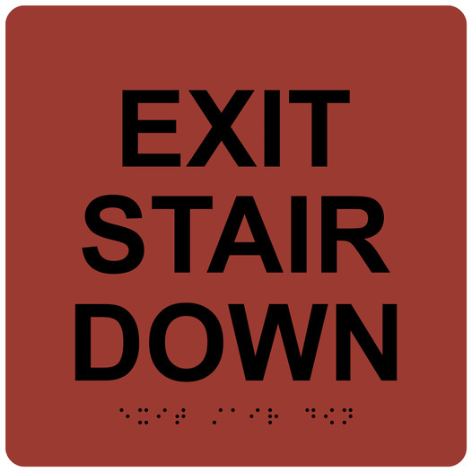 Canyon 6-Inch Square ADA Braille EXIT STAIR DOWN Sign RRE-670_Black_on_Canyon