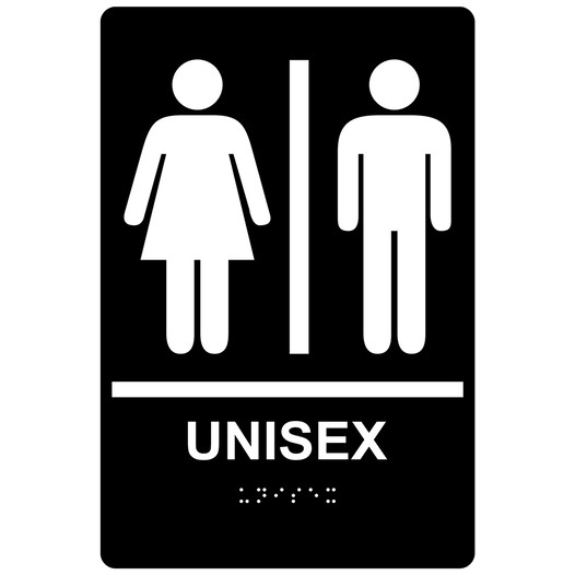 Black ADA Braille UNISEX Sign with Symbol RRE-14842_White_on_Black
