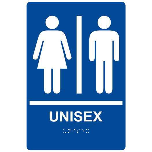 Blue ADA Braille UNISEX Sign with Symbol RRE-14842_White_on_Blue