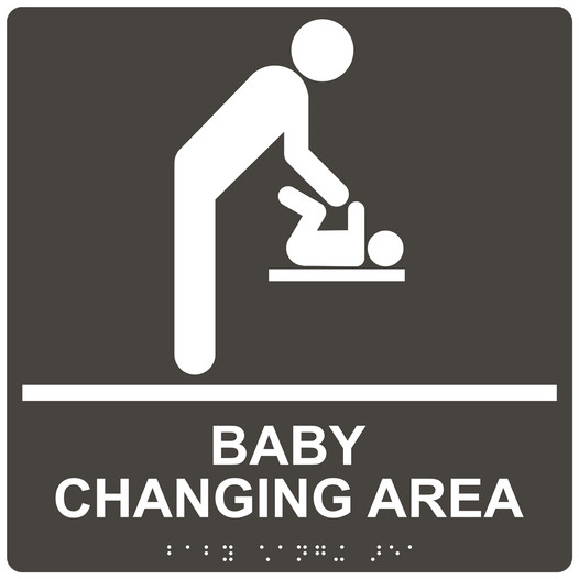 Square Charcoal Gray ADA Braille BABY CHANGING AREA Sign - RRE-175-99_White_on_CharcoalGray