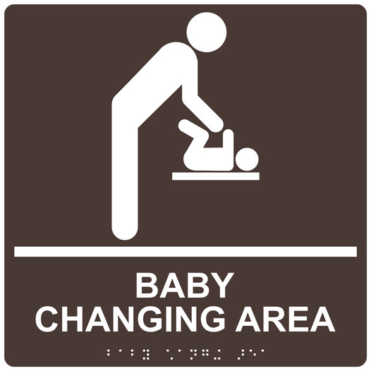 Square Dark Brown ADA Braille BABY CHANGING AREA Sign - RRE-175-99_White_on_DarkBrown