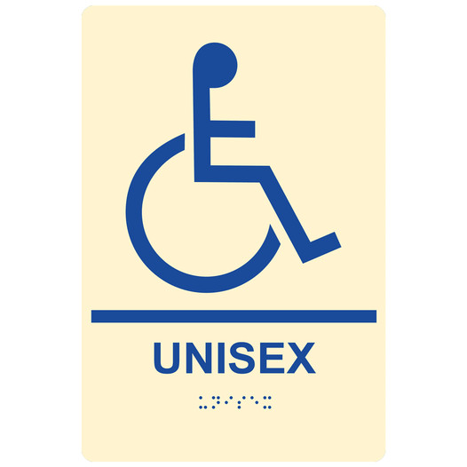 Ivory ADA Braille Accessible UNISEX Sign with Symbol RRE-35196-Blue_on_Ivory