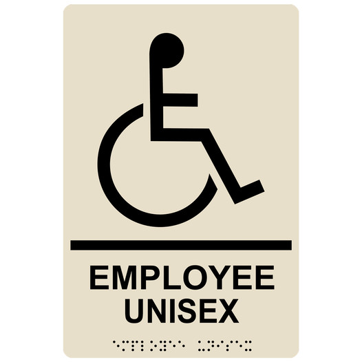 Almond ADA Braille Accessible EMPLOYEE UNISEX Sign with Symbol RRE-35202-Black_on_Almond
