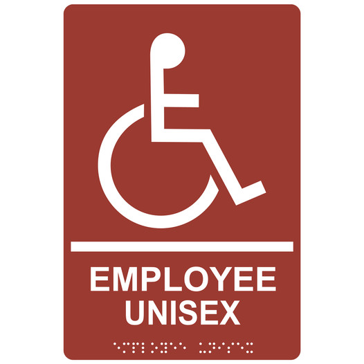 Canyon ADA Braille Accessible EMPLOYEE UNISEX Sign with Symbol RRE-35202-White_on_Canyon