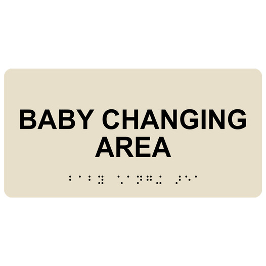 Almond ADA Braille Baby Changing Area Sign with Tactile Text - RSME-265_Black_on_Almond