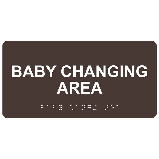 Dark Brown ADA Braille Baby Changing Area Sign with White Tactile Text