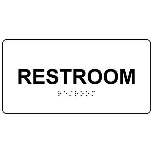 White ADA Braille Restroom Sign with Tactile Text - RSME-545_Black_on_White