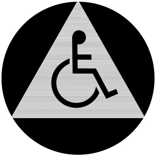 Brushed Silver Accessible Unisex Restroom Door Sign with Symbol RR-190_DCTS_Black_on_BrushedSilver