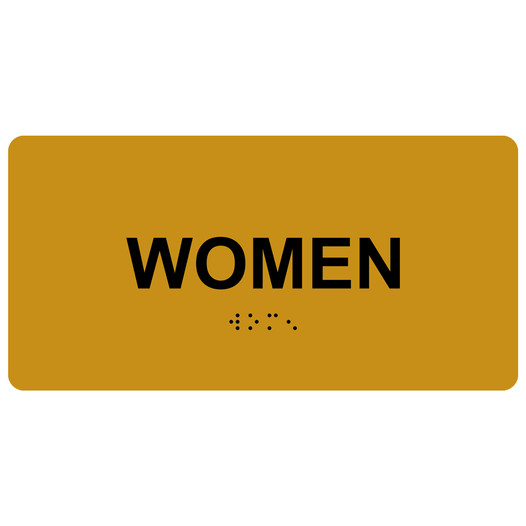 Gold ADA Braille Women Sign with Tactile Text - RSME-650_Black_on_Gold