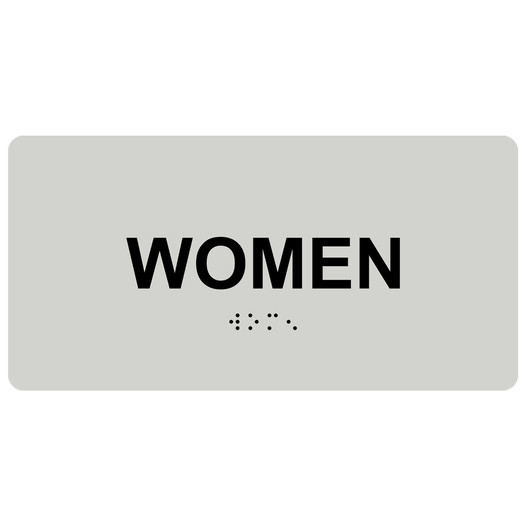 Pearl Gray ADA Braille Women Sign with Tactile Text - RSME-650_Black_on_PearlGray
