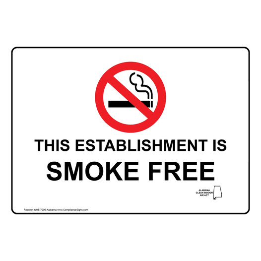 Alabama This Establishment Is Smoke Free Sign NHE-7006-Alabama