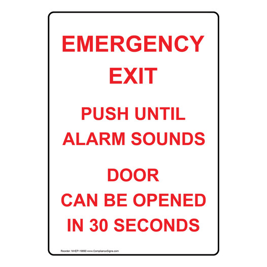 Emergency Exit Push Until Alarm Sounds Sign NHEP-19890