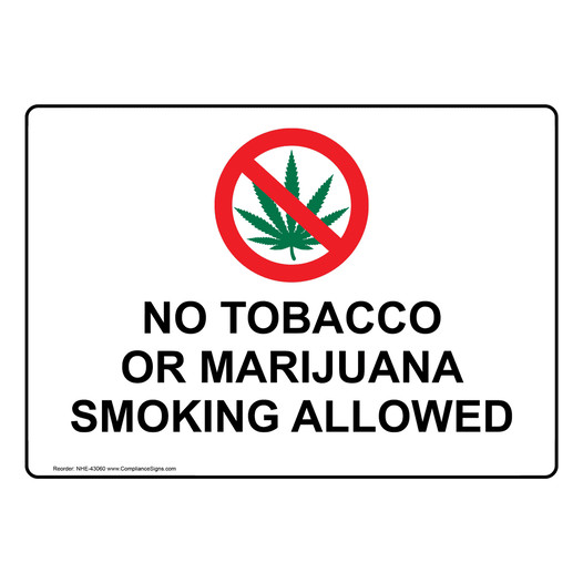 No Tobacco Or Marijuana Smoking Allowed Sign With Symbol NHE-43060
