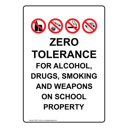 Portrait Zero Tolerance For Alcohol, Sign With Symbol NHEP-14102