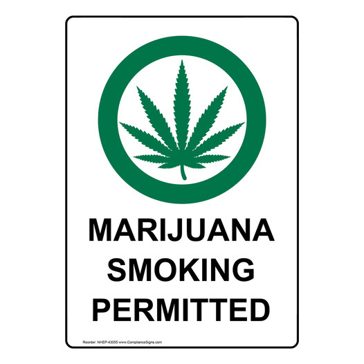 Portrait Marijuana Smoking Permitted Sign With Symbol NHEP-43055