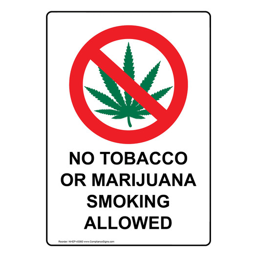 Portrait No Tobacco Or Marijuana Sign With Symbol NHEP-43060