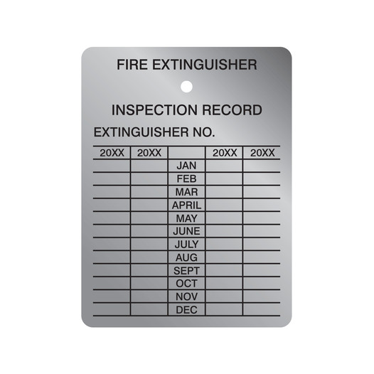 Aluminum 4-Year Fire Extinguisher Inspection Tag