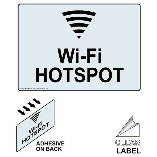 Clear Wi-Fi HOTSPOT Label With Symbol NHE-18436