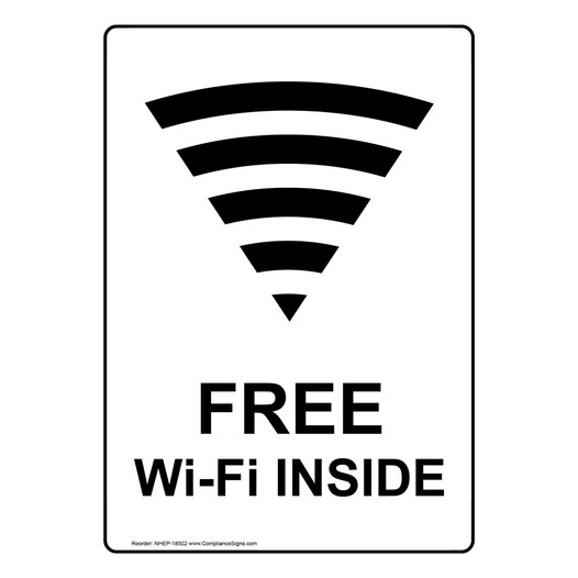 Portrait Free Wi-Fi Inside Sign With Symbol NHEP-18502
