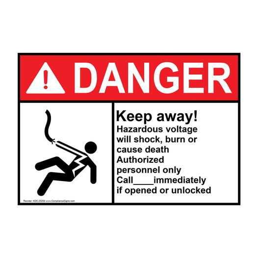 ANSI DANGER Keep away! Hazardous Sign with Symbol ADE-25254