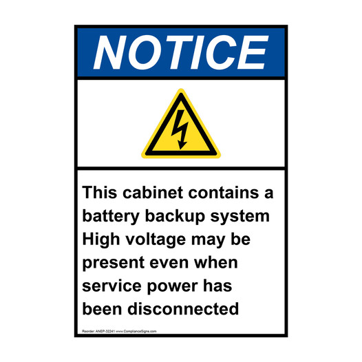 Portrait ANSI NOTICE This cabinet contains Sign with Symbol ANEP-32241