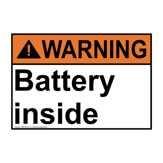 ANSI WARNING Battery inside Sign AWE-28314