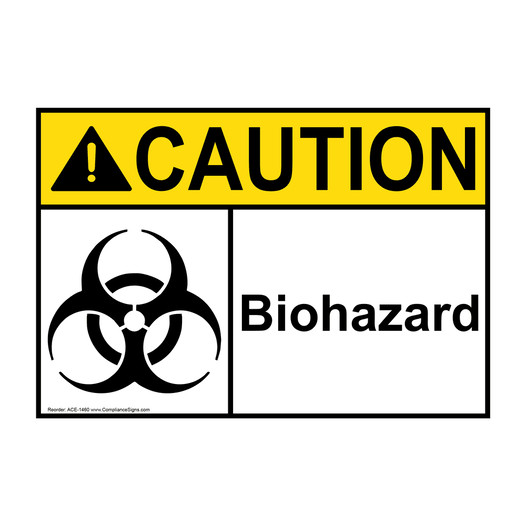 ANSI CAUTION Biohazard Sign with Symbol ACE-1460