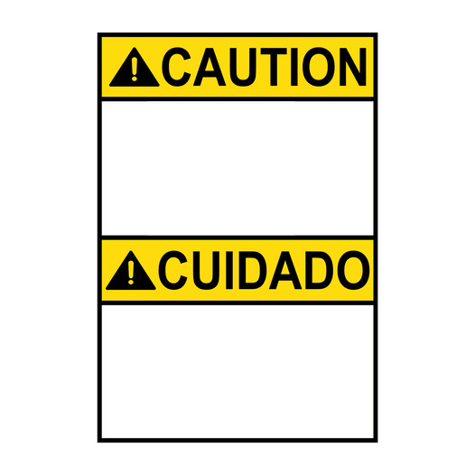 English + Spanish ANSI CAUTION Blank Write-On Sign ACB-TEXT-ONLY-P_BLANK