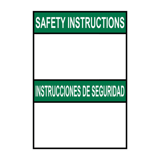 English + Spanish ANSI SAFETY INSTRUCTIONS Blank Write-On Sign ASIB-TEXT-ONLY-P_BLANK