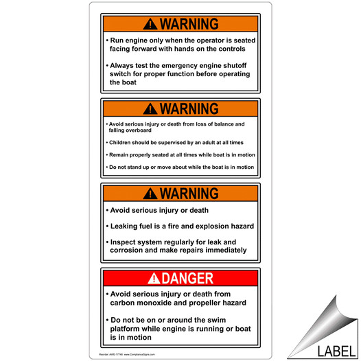 Portrait ANSI WARNING WARNING Run engine only when the operator is seated Sign