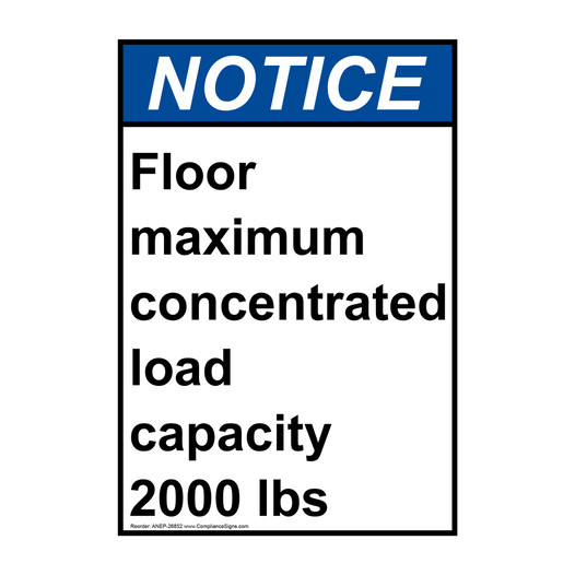 Portrait ANSI NOTICE Floor maximum concentrated Sign ANEP-26852