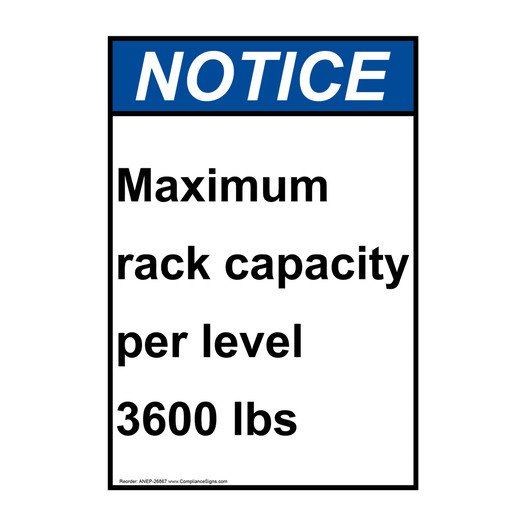 Portrait ANSI NOTICE Maximum rack capacity per Sign ANEP-26867