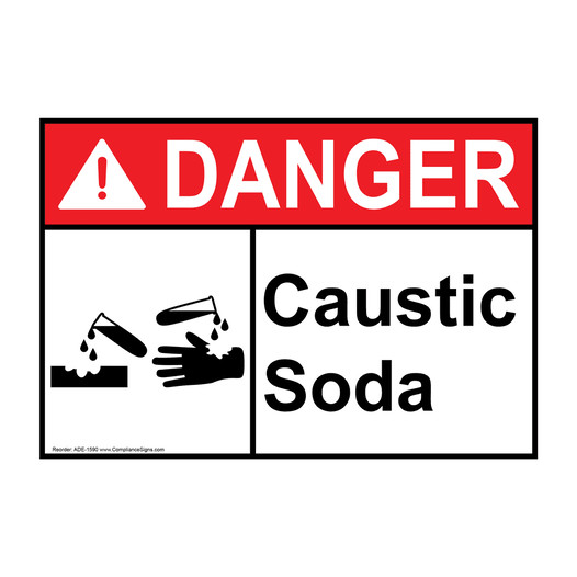 ANSI DANGER Caustic Soda Sign with Symbol