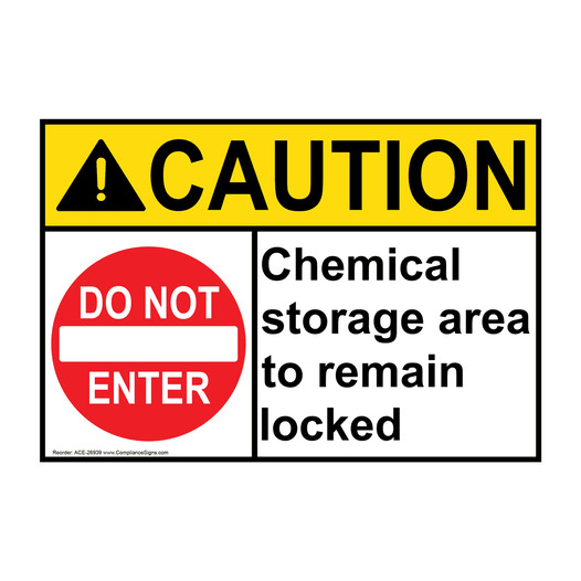 ANSI CAUTION Chemical storage area Sign with Symbol ACE-26939