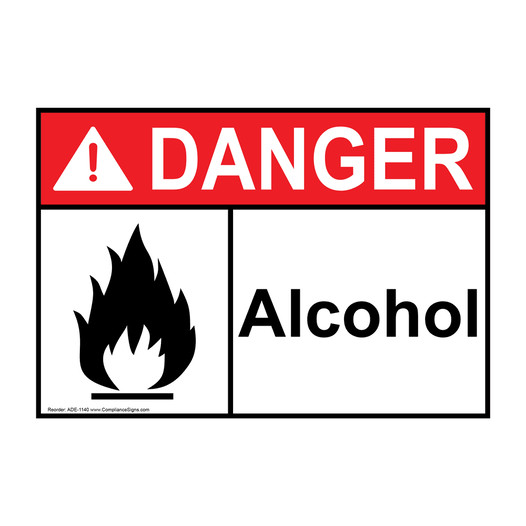 ANSI DANGER Alcohol Sign with Symbol ADE-1140