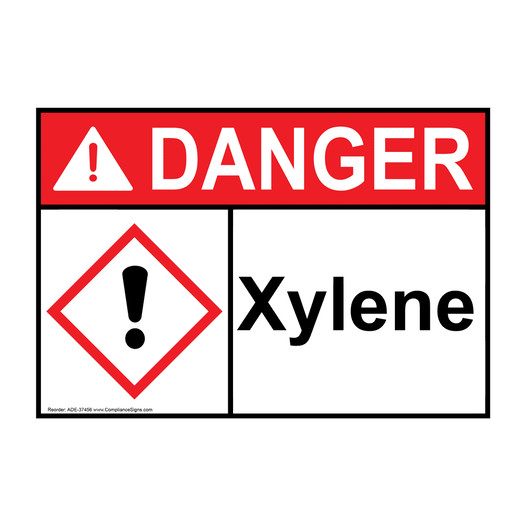 ANSI DANGER Xylene Sign with GHS Symbol ADE-37456