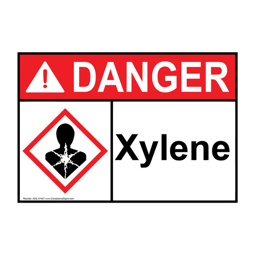 ANSI DANGER Xylene Sign with GHS Symbol ADE-37457