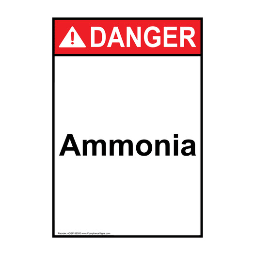 Portrait ANSI DANGER Ammonia Sign ADEP-38000