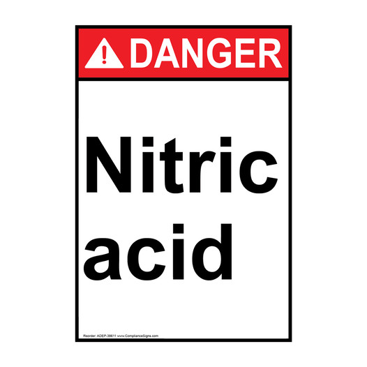 Portrait ANSI DANGER Nitric acid Sign ADEP-38611